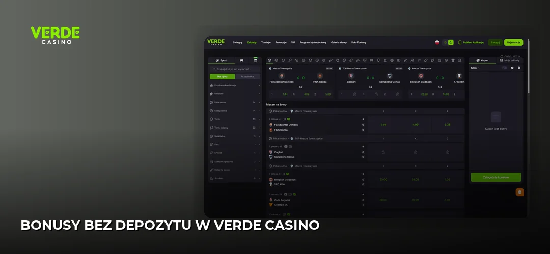 Bonusy bez depozytu w Verde Casino