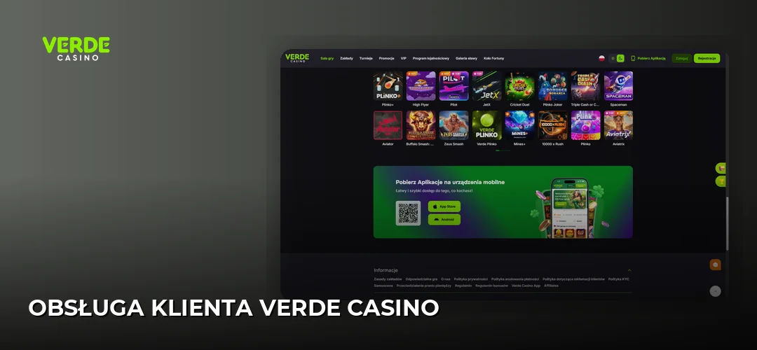 Zrzut ekranu strony Verde Casino