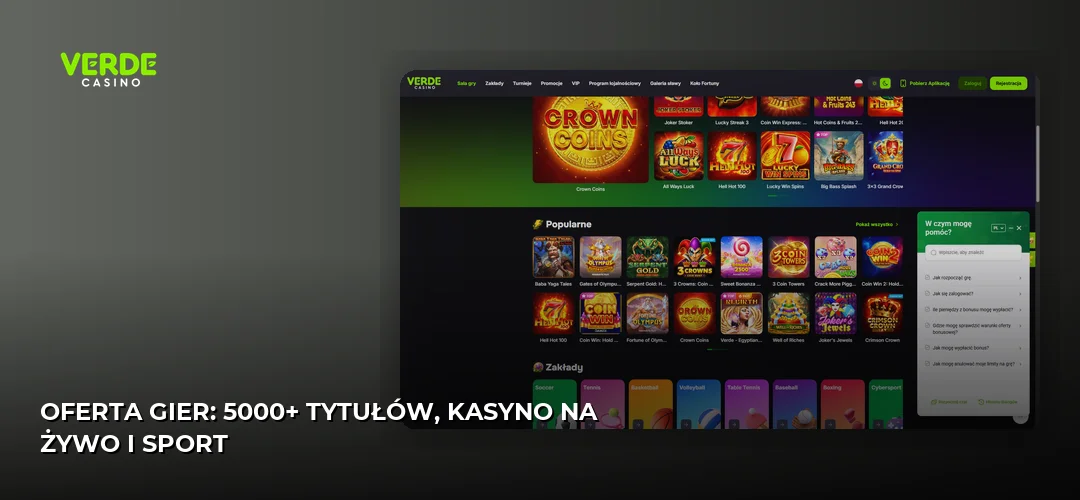 Zrzut ekranu strony Verde Casino