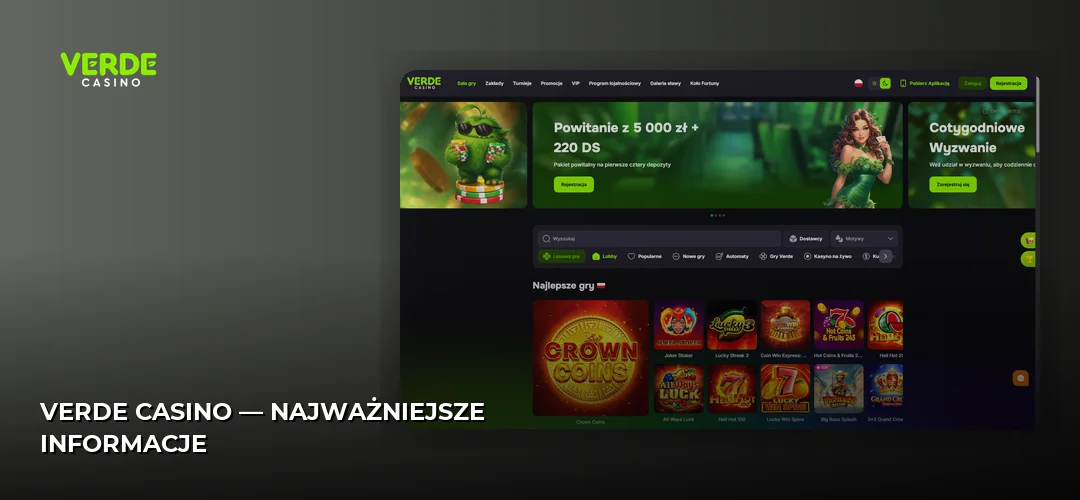 Zrzut ekranu strony Verde Casino