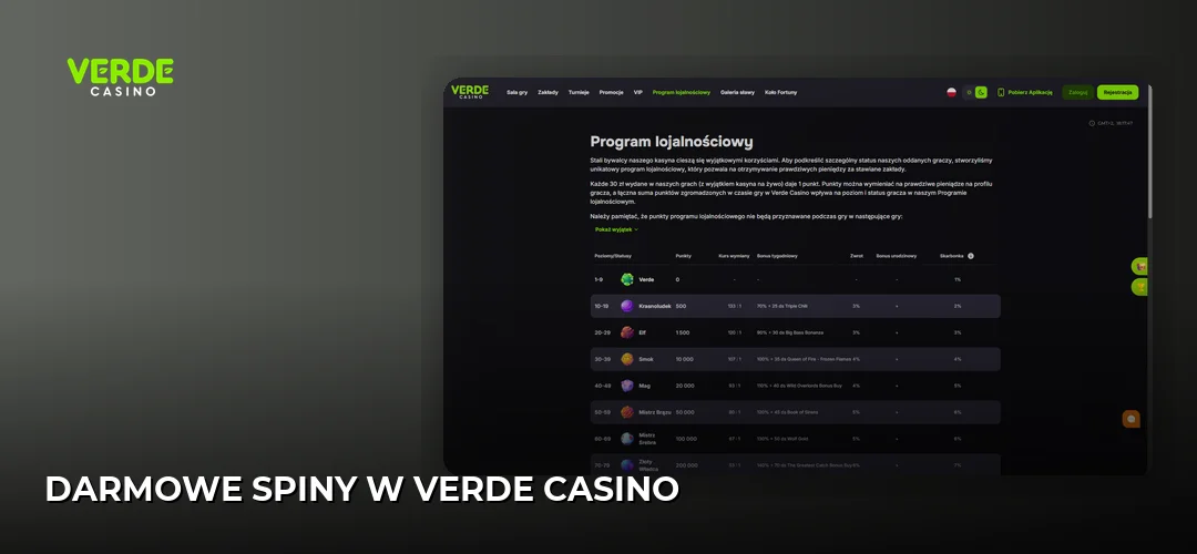Zrzut ekranu strony Verde Casino