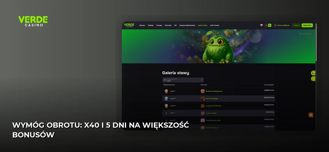 Zrzut ekranu strony Verde Casino