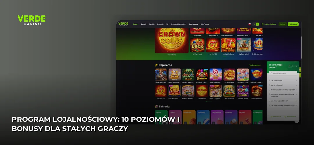 Zrzut ekranu strony Verde Casino
